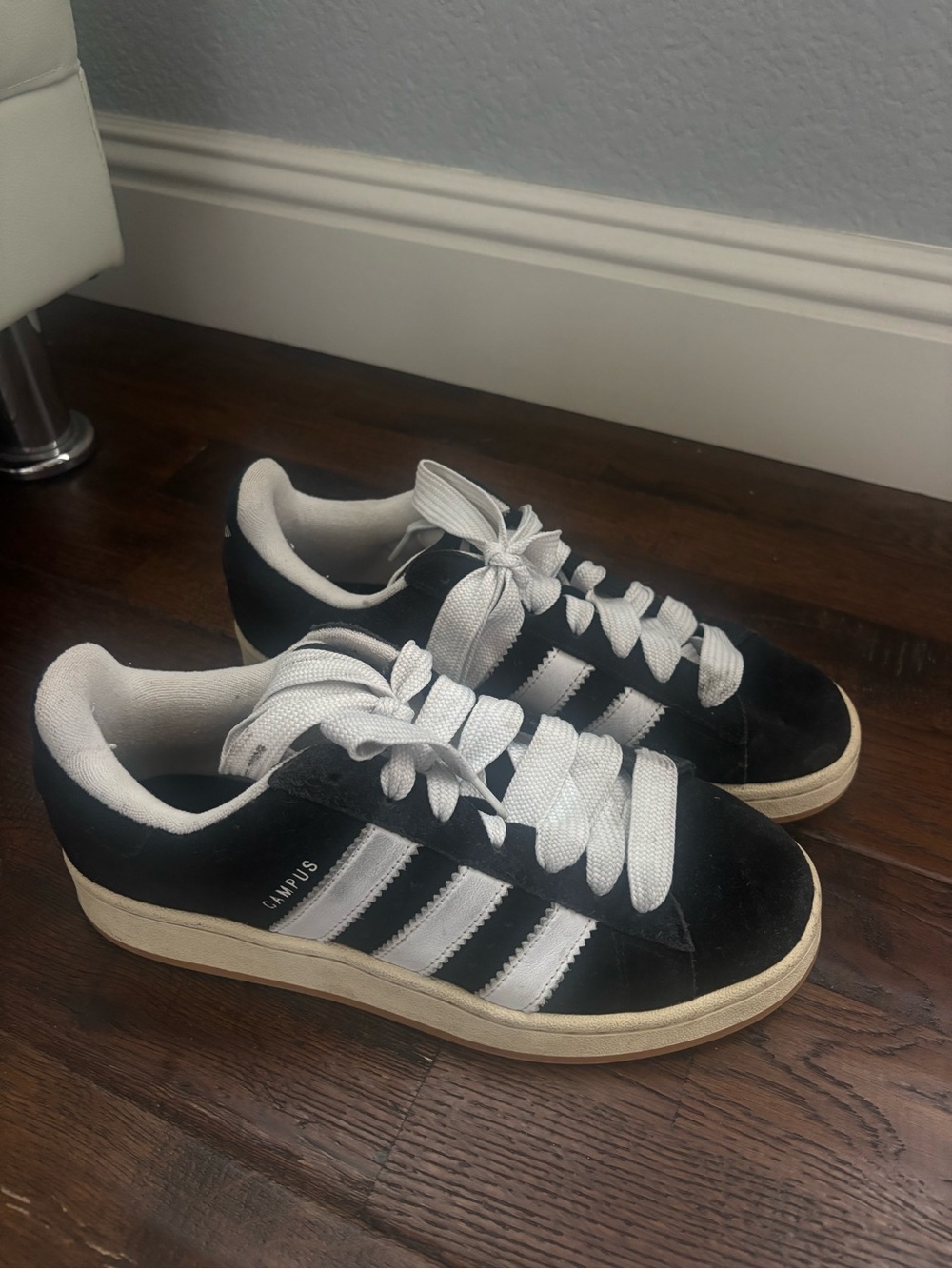 Adidas Campus Black & White Suede Sneakers
